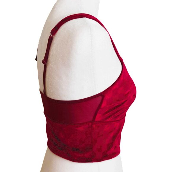 Colsie Red Checkered Velvet Brami Women's size S NWT - Picture 4 of 5